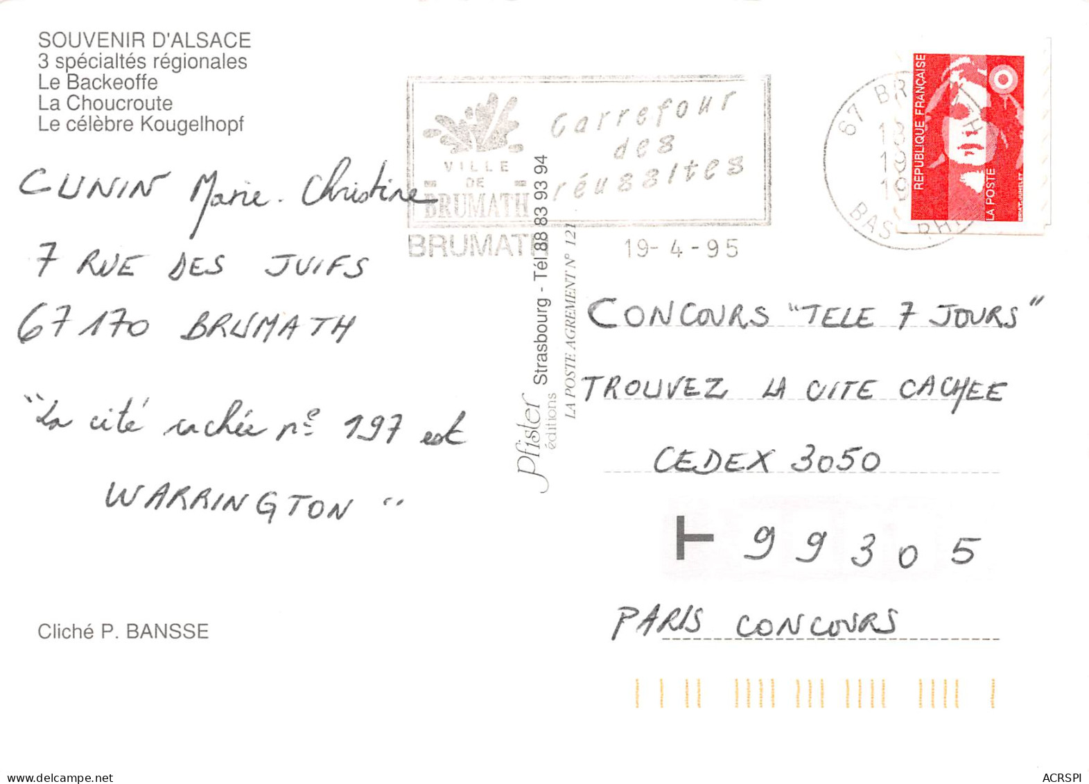 RECETTE Du Backeoffe La Choucroute Et Le Kougelhopf  D' ALSACE   38 (scan Recto Verso)MF2775BIS - Recetas De Cocina