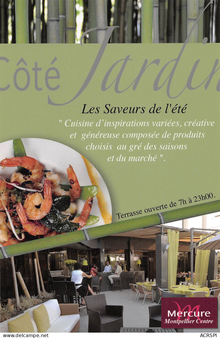 34 MONTPELLIER  Restaurant Coté Jardin 6 Rue De La Spirale  PUB Publicité  50 (scan Recto Verso)MF2775BIS - Publicité