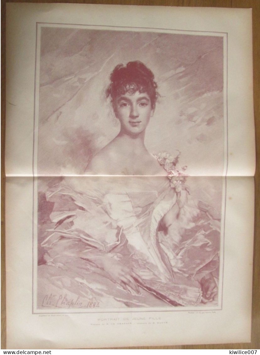 1884 Gravure   Portrait De Jeune Fille Peinture Peintre  Charles Chaplin (1825 - 1891) - Estampas & Grabados