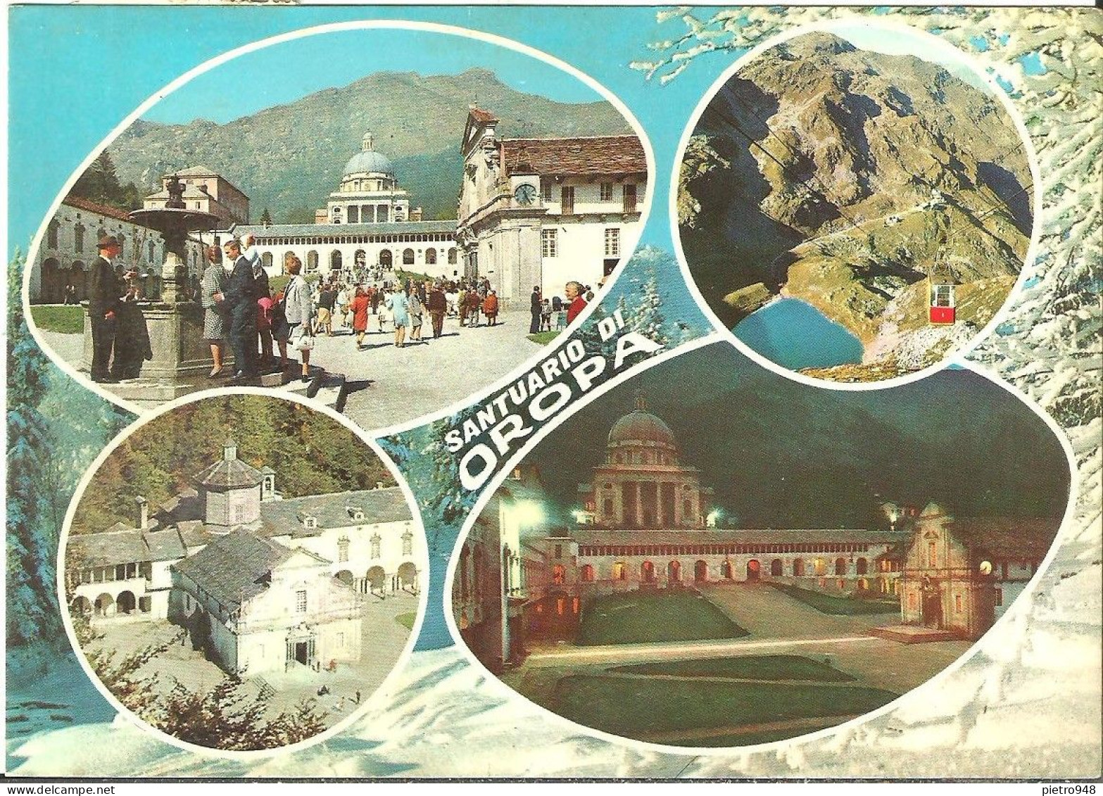 Oropa (Biella) Santuario, Vedute: Piazzale, Dall'Aereo, Notturno E Funivia - Biella