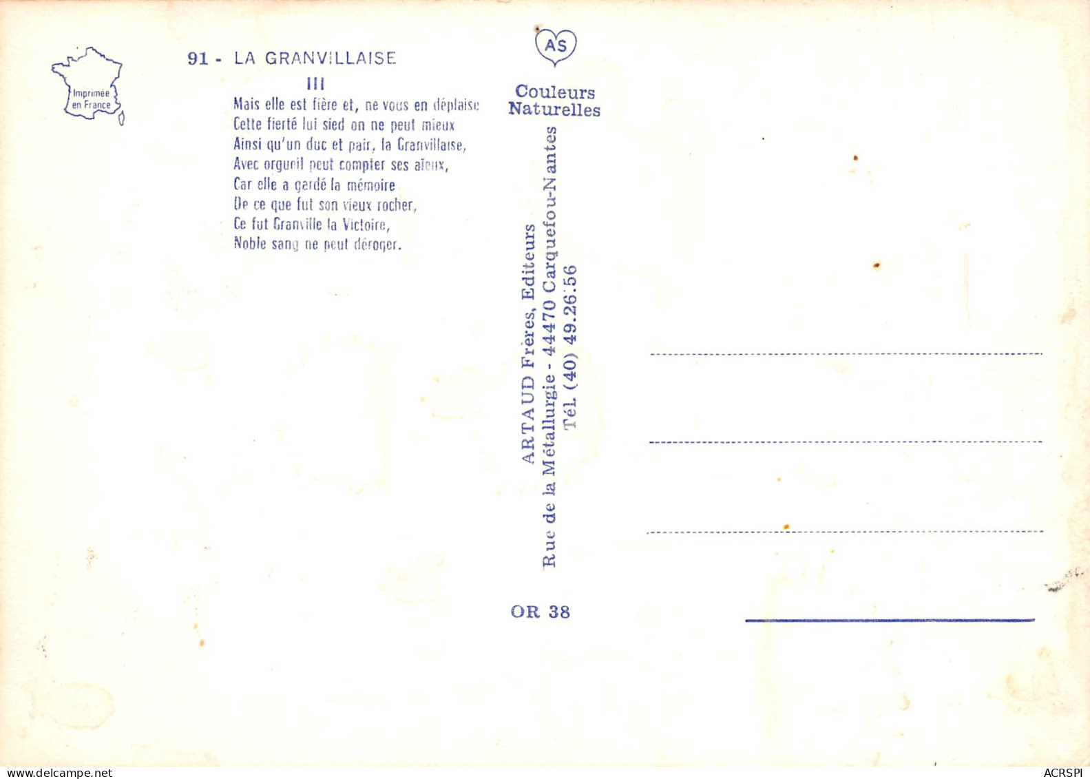 50 GRANVILLE Chanson La Granvillaise  34 (scan Recto Verso)MF2775UND - Granville