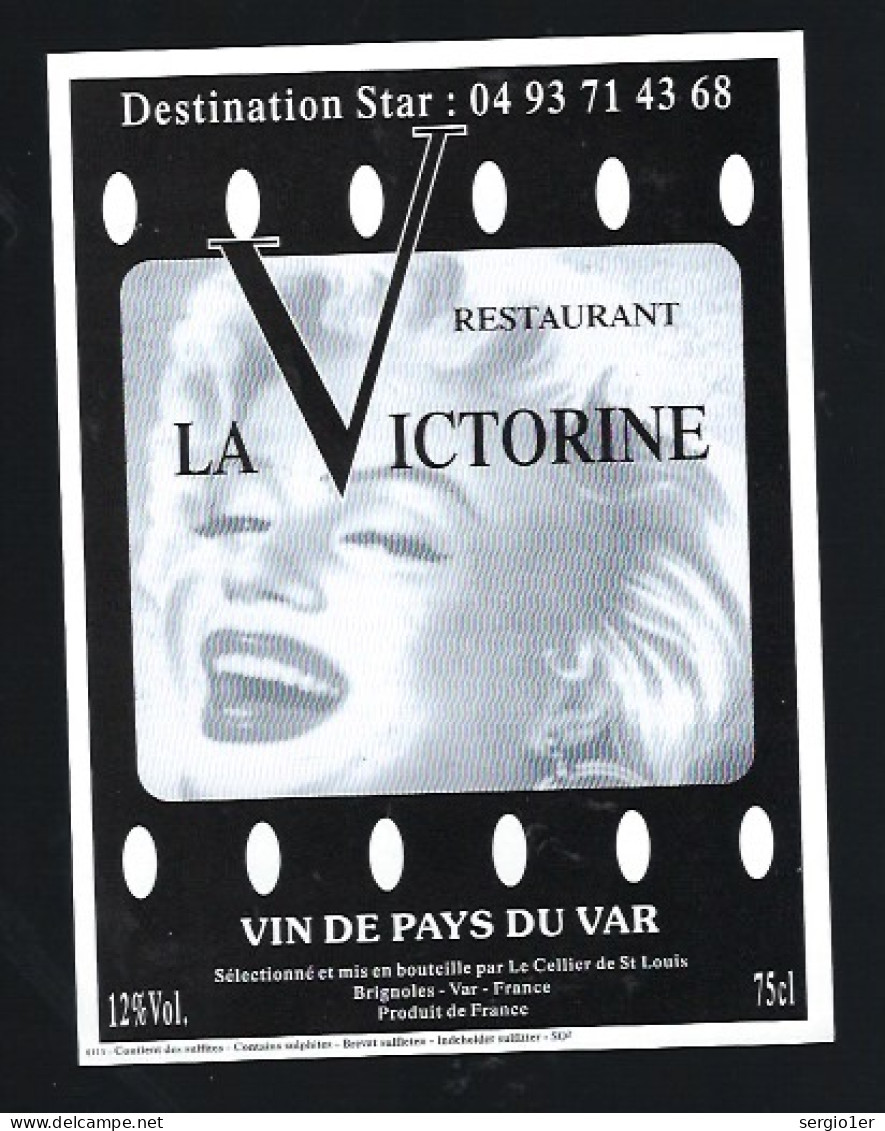 Etiquette Vin Du Var La Victorine  Brignoles 83 Visage Marilyn Monroe "femme" - Rosés