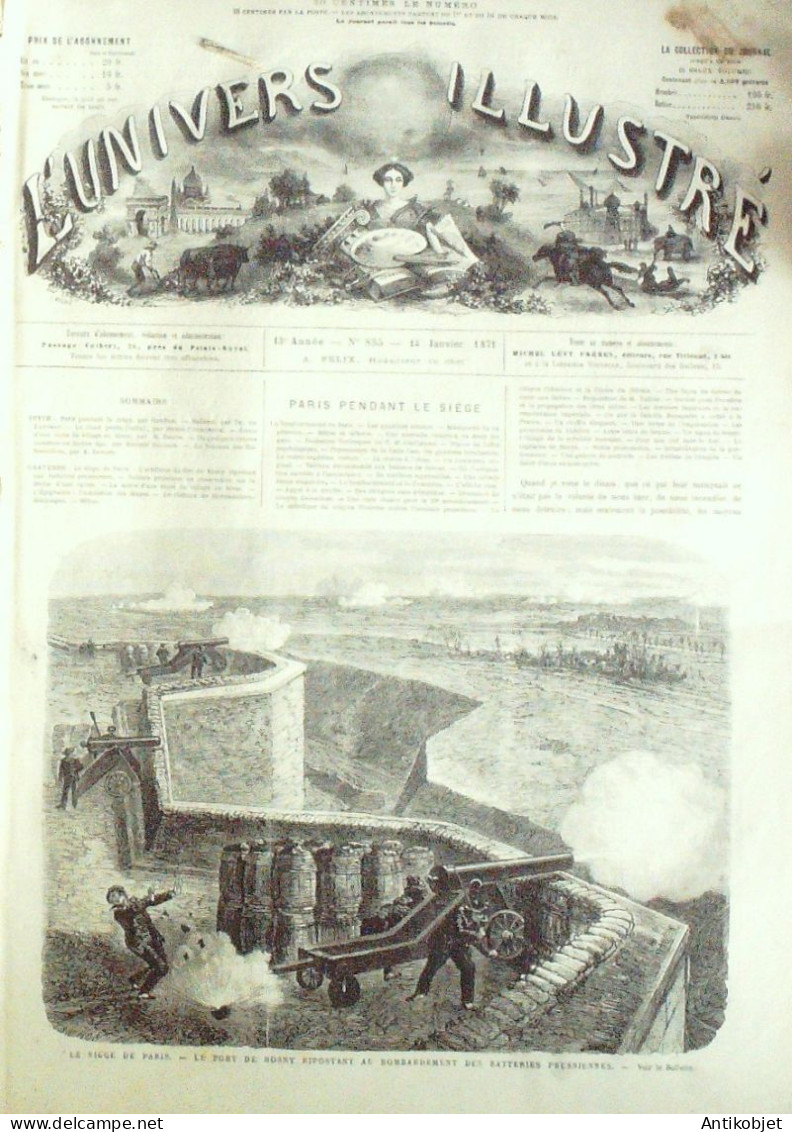 L'Univers Illustré 1871 N° 835 Rosny (93) Allemaghne Hohenzollern-Héchingen L'adoration Des Mages - 1850 - 1899