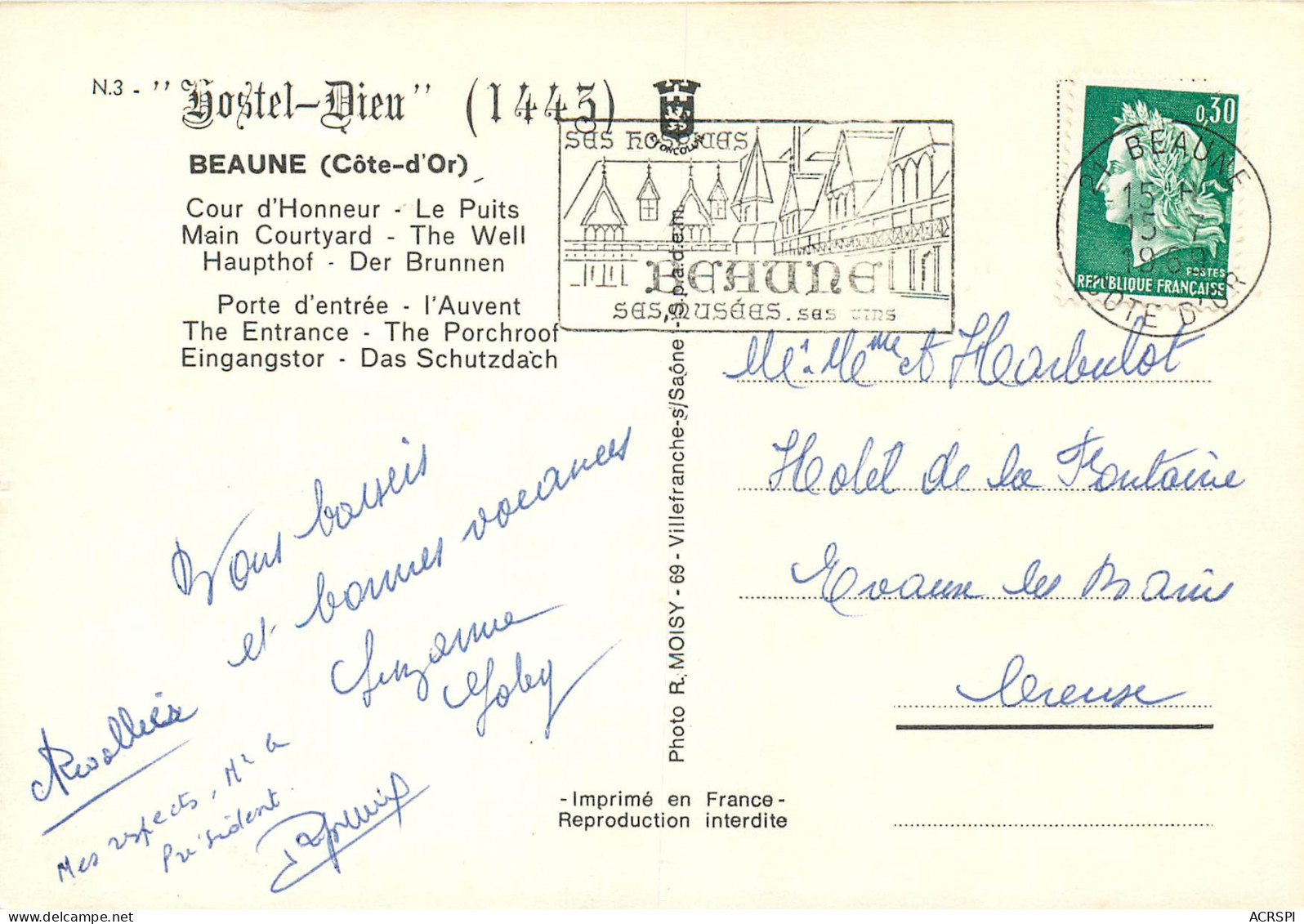 BEAUNE Cour D Honneur Le Puits 4 (scan Recto Verso)MF2776 - Beaune