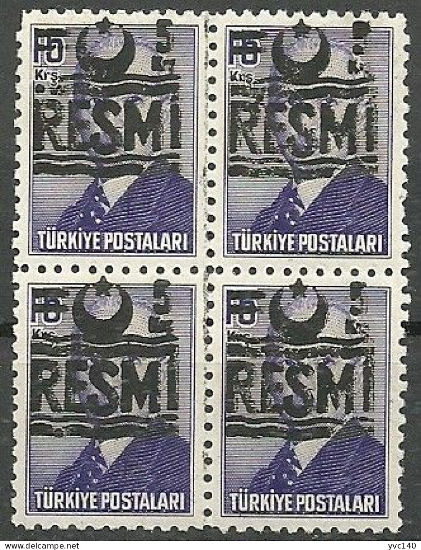 Turkey; 1955 Official Stamp 5 K. ERROR "Sloppy Overprint" - Sellos De Servicio