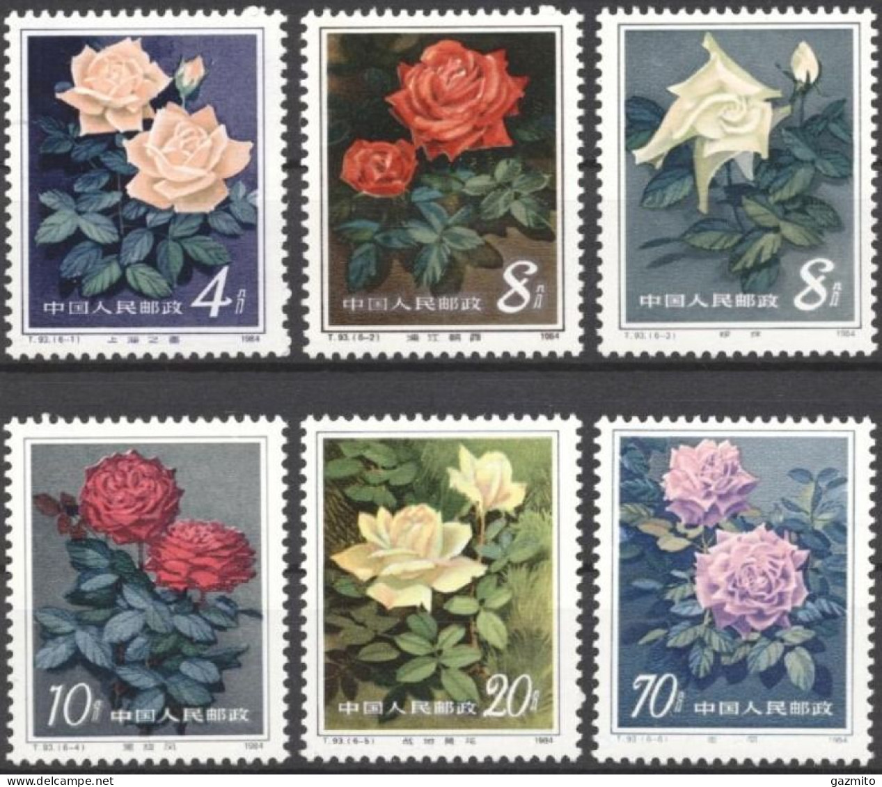 China 1984, Rose, 6val - Roses