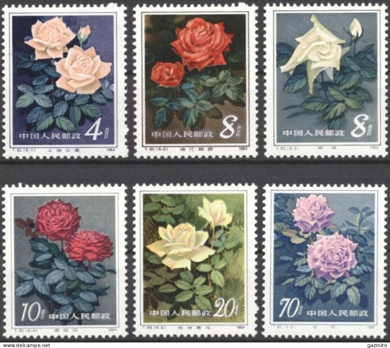 China 1984, Rose, 6val - Rosen