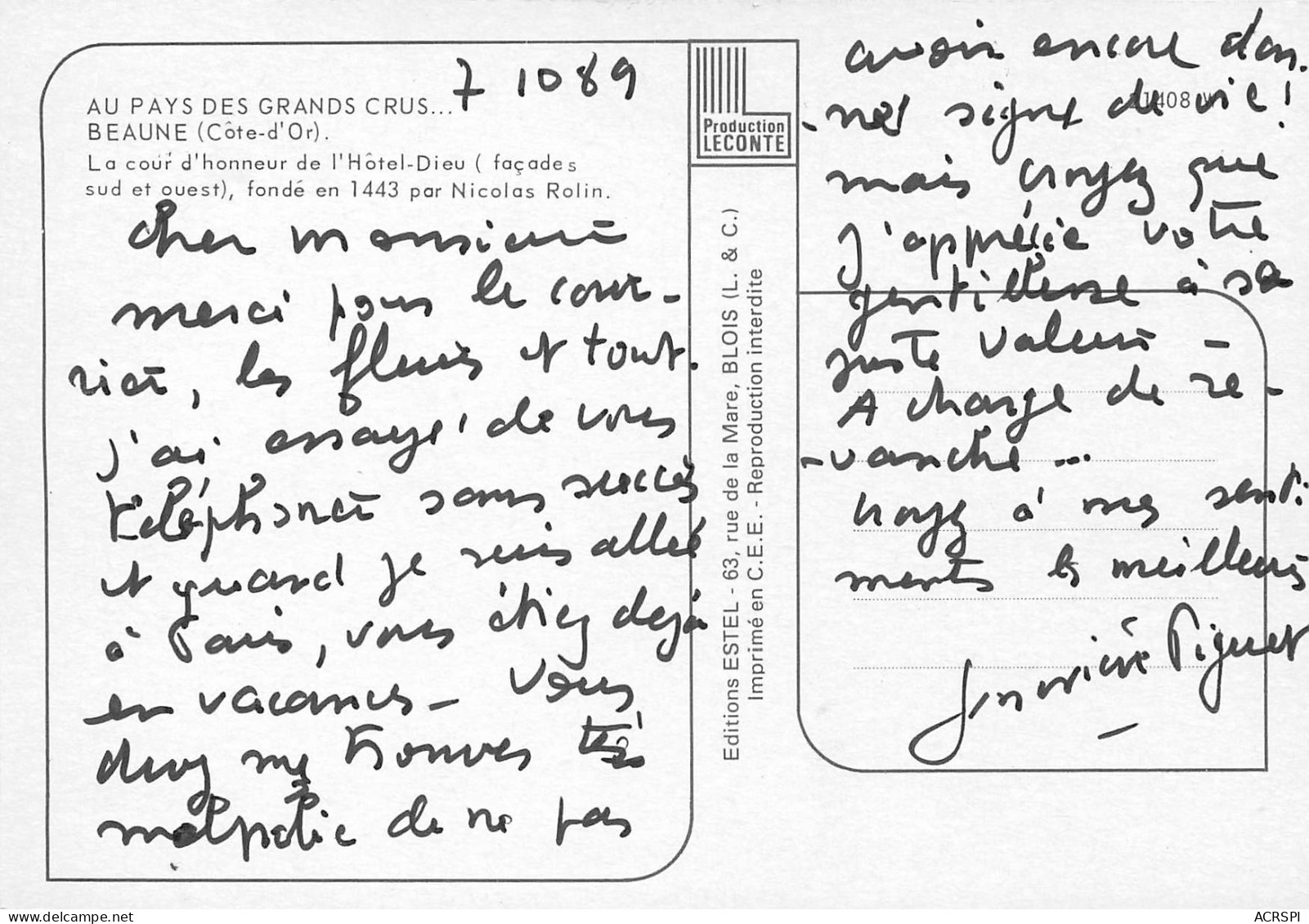 BEAUNE La Cour D Honneur De L Hotel Dieu 23(scan Recto Verso)MF2778 - Beaune