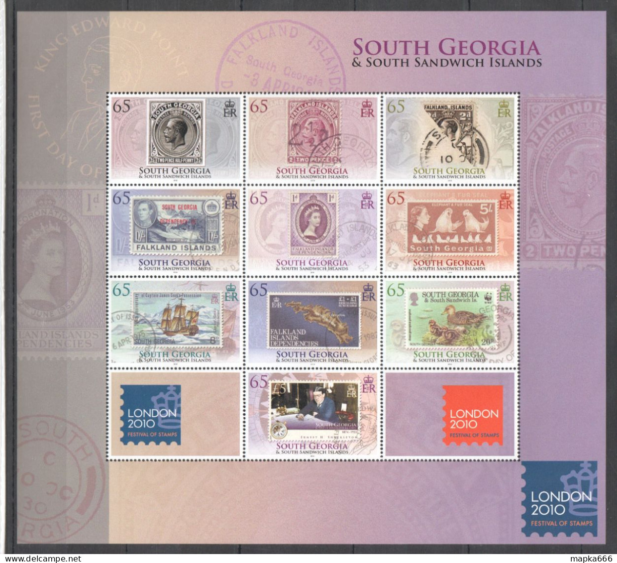 Nw0107 2010 South Georgia Festival Stamps On Stamps !!! Michel 26 Euro 1Sh Mnh - Other & Unclassified