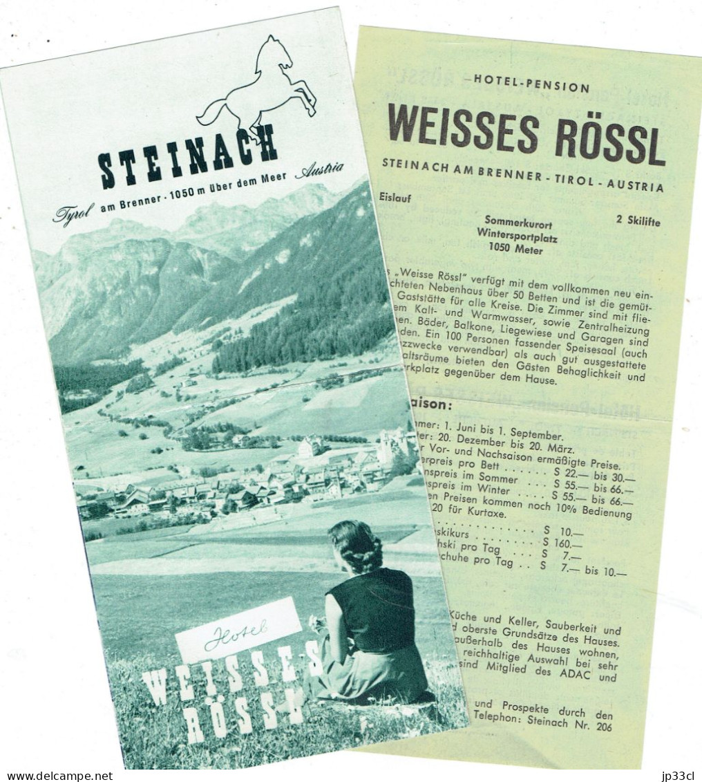 Souvenir D'un Séjour à L'Hôtel-Pension Weisses Rössl, Steinach Am Brenner (Tirol, Autriche) Années 1950 - Toeristische Brochures
