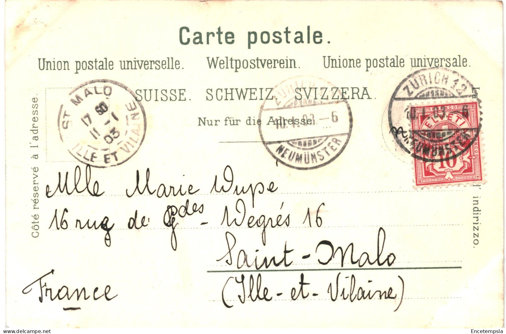 CPA Carte Postale Suisse Zurich Institut Concordia 1903  VM80300 - Zürich