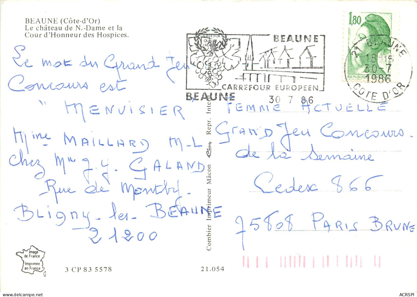 BEAUNE Le Chateau De N Dame Et La Cour D Honneur Des Hospices 24(scan Recto Verso)MF2792 - Beaune