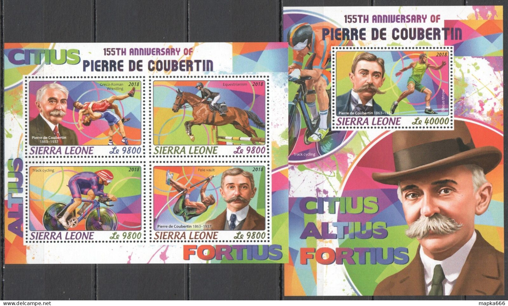 Hm1486 2018 Sierra Leone Olympic Games Pierre De Coubertin #9694-7+Bl1467 Mnh - Sonstige & Ohne Zuordnung