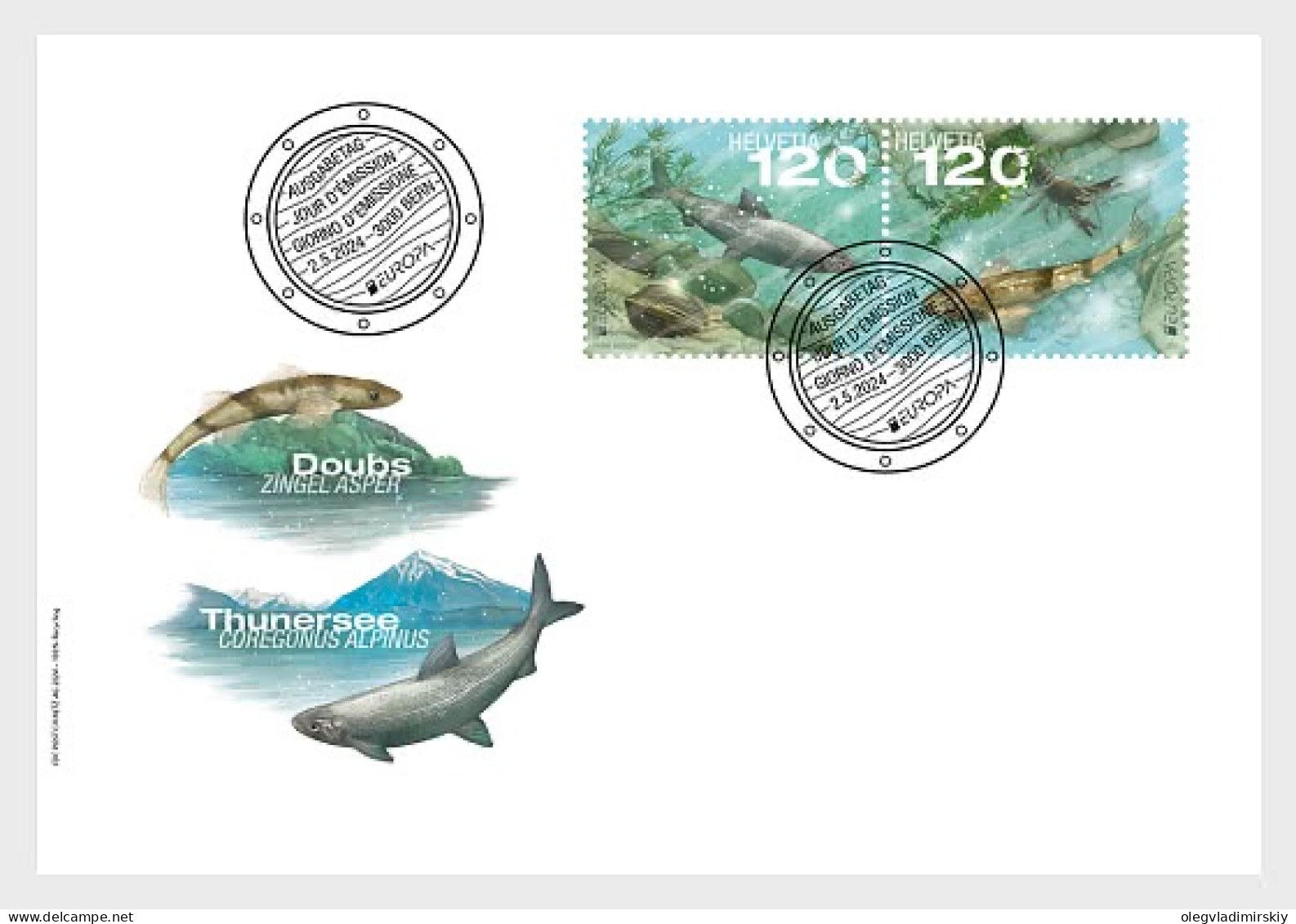 Switzerland Schweiz Suisse 2024 Europa CEPT Fishes Underwater Rare Fauna FDC - FDC