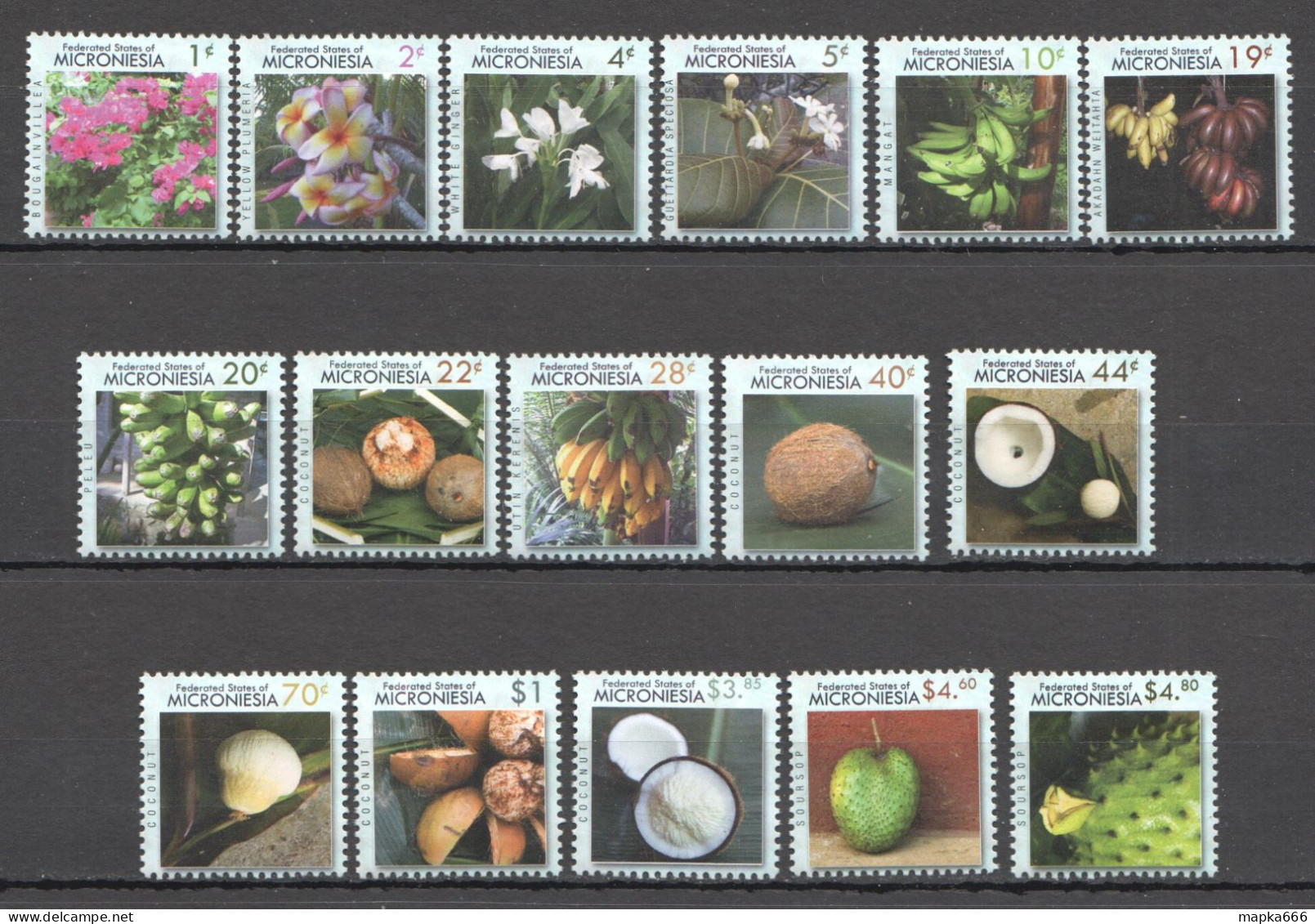 Fat050 2010 Micronesia Flowers Fruits #2101-16 Michel 41 Euro Set Mnh - Other & Unclassified