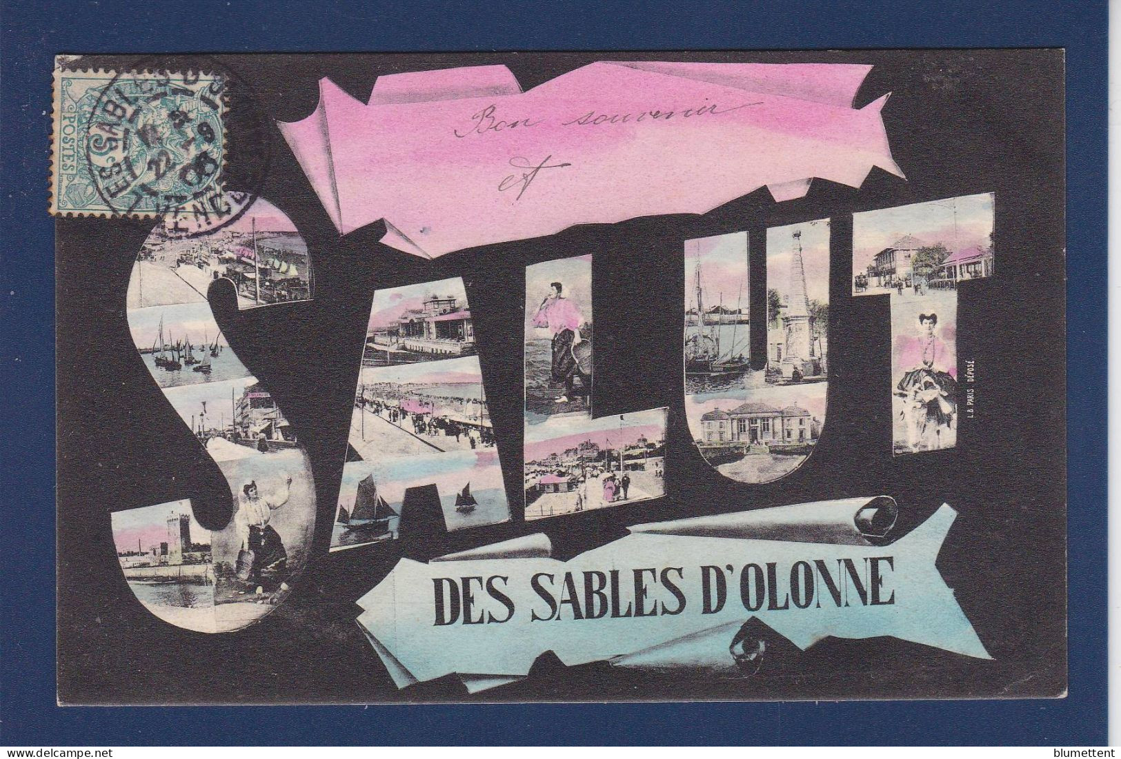 CPA 1 Euro Souvenir De Sables D'Olonne Circulée Prix De Départ 1 Euro - Saluti Da.../ Gruss Aus...