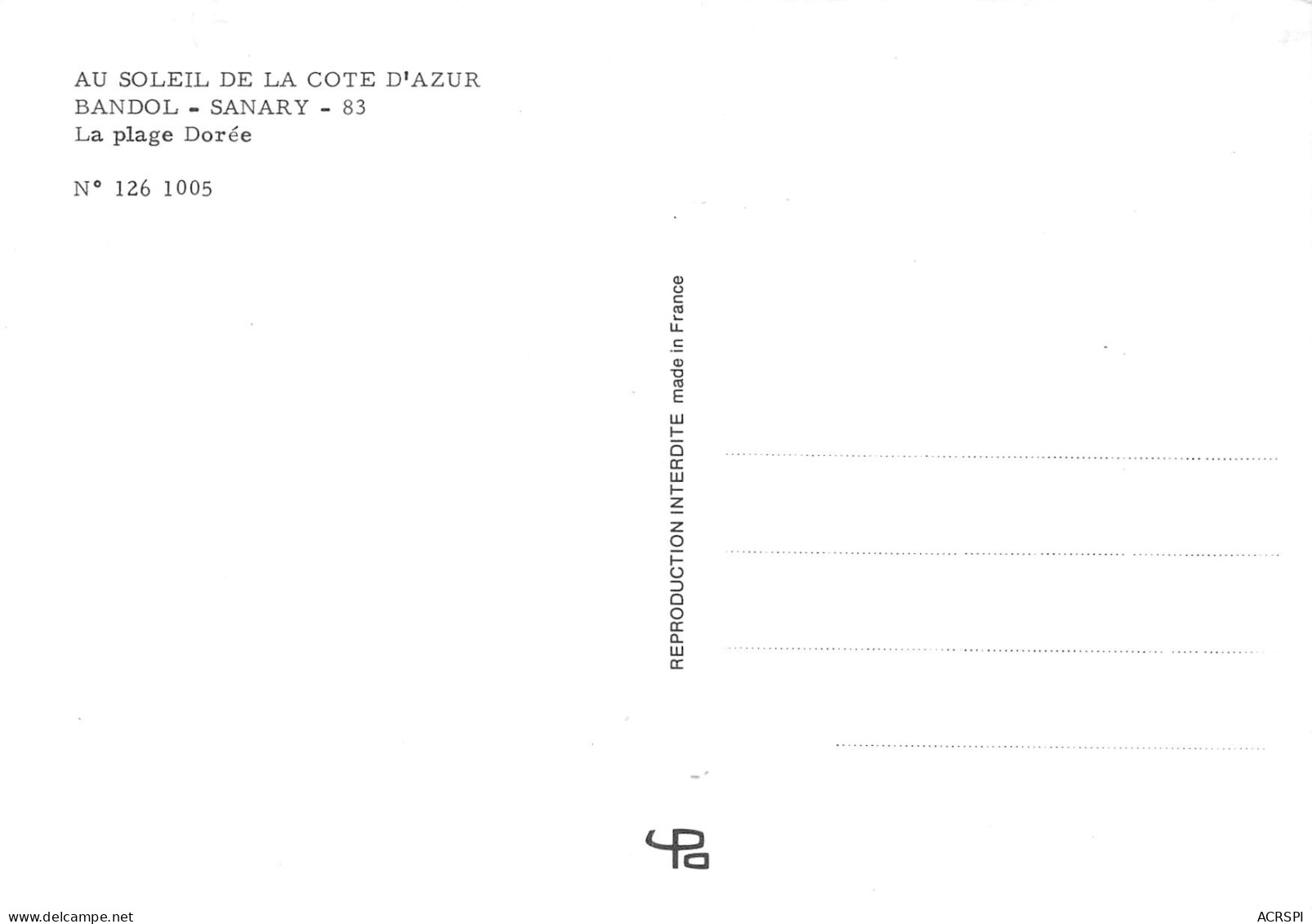 BANDOL  SANARY La Plage Dorée  17 (scan Recto Verso)MF2795VIC - Bandol