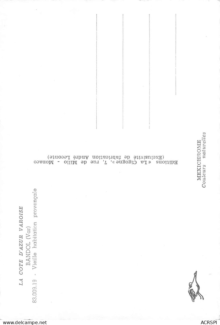 BANDOL  Vieille Habitation Provençale  20 (scan Recto Verso)MF2795VIC - Bandol