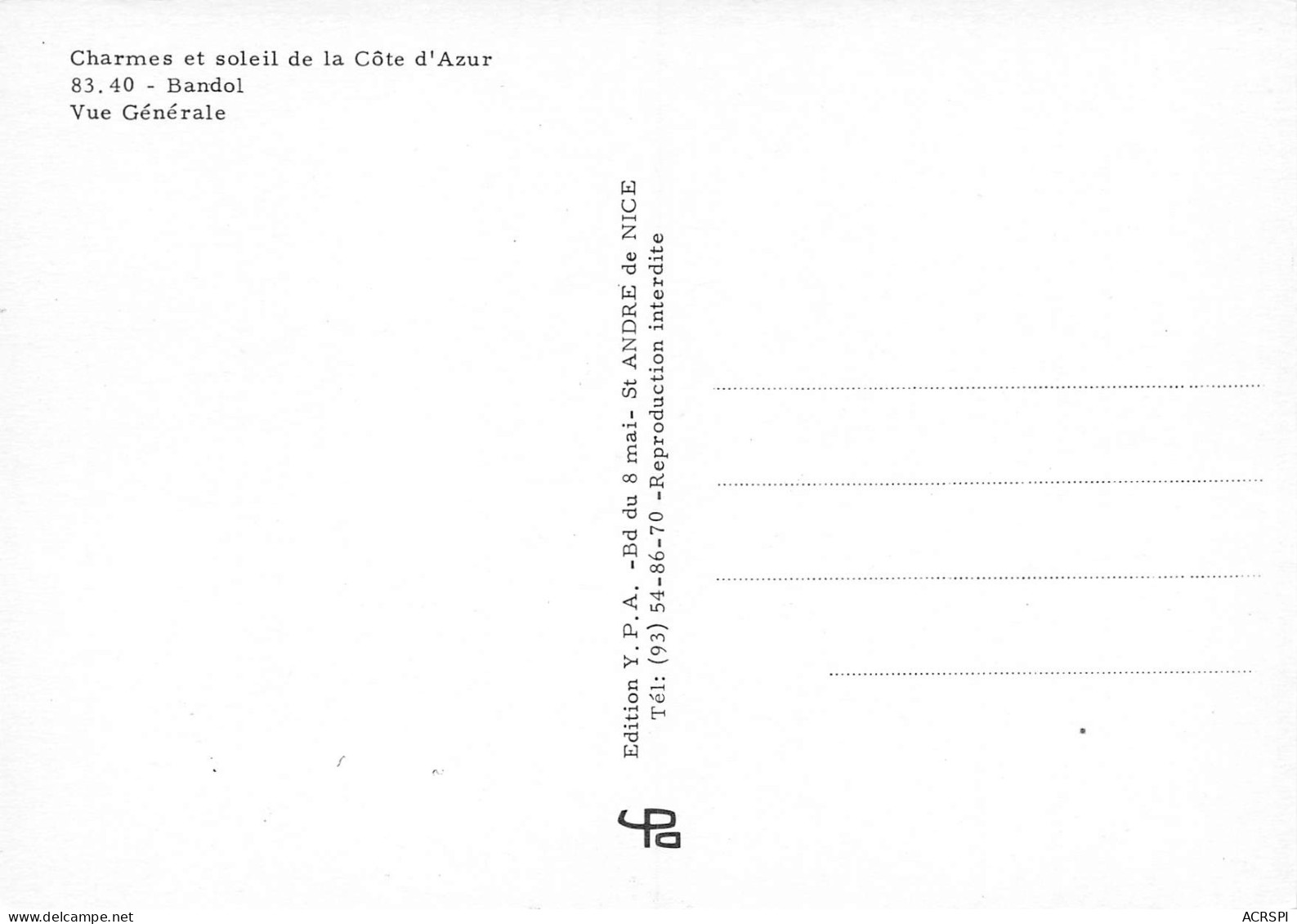 BANDOL  Vue Générale   25 (scan Recto Verso)MF2795VIC - Bandol