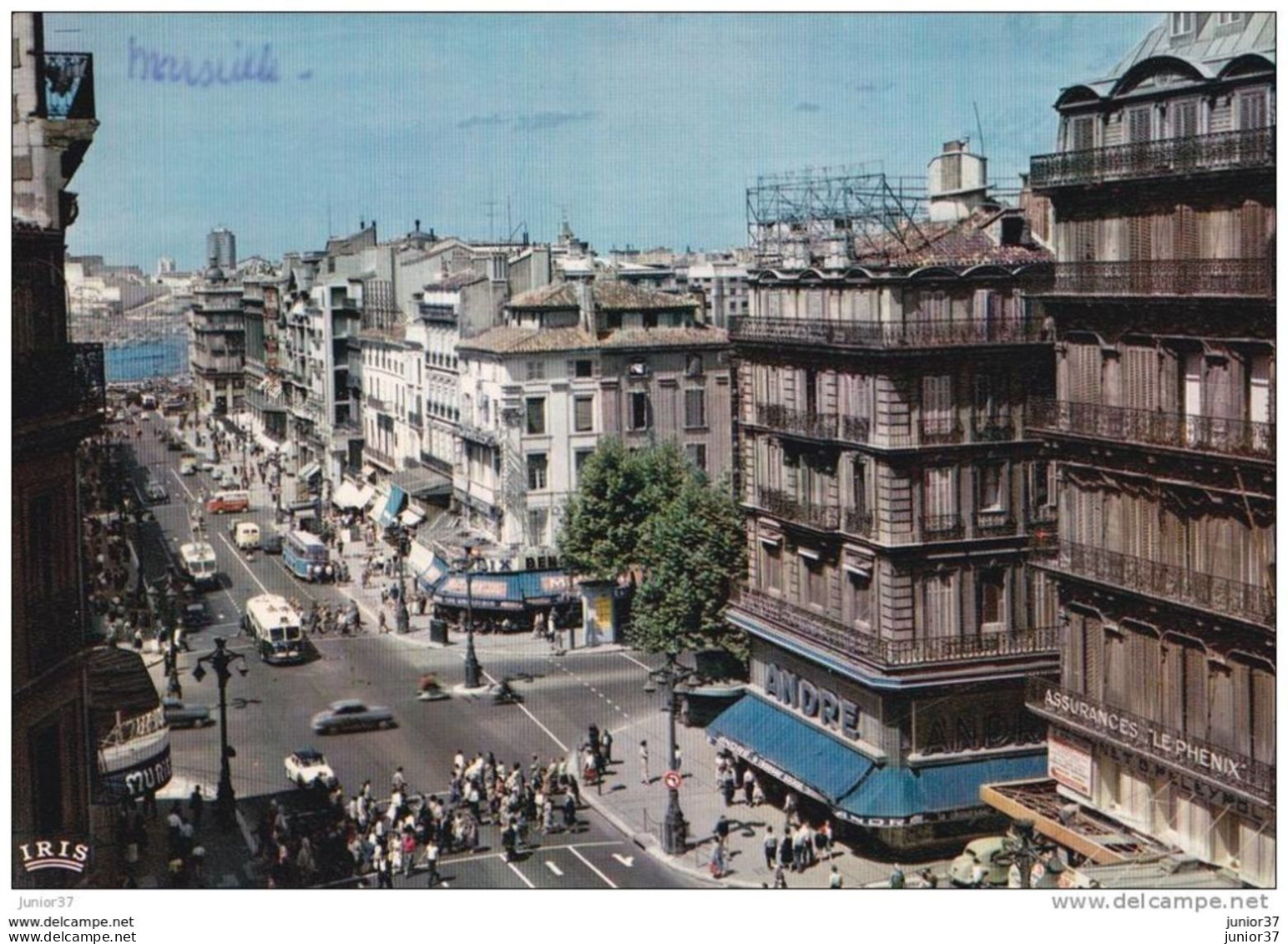 2 Cartes De Marseille, Eglise St Vincent De Paul & Canebiere, Voitures, Bus, Moto - Canebière, Stadscentrum