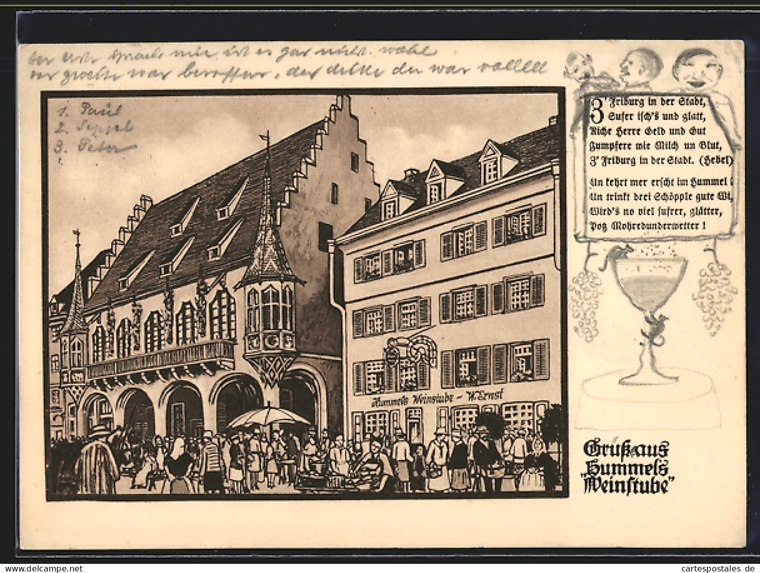 AK Freiburg I. B., Gasthaus Hummels Weinstube, Münsterplatz 22  - Freiburg I. Br.