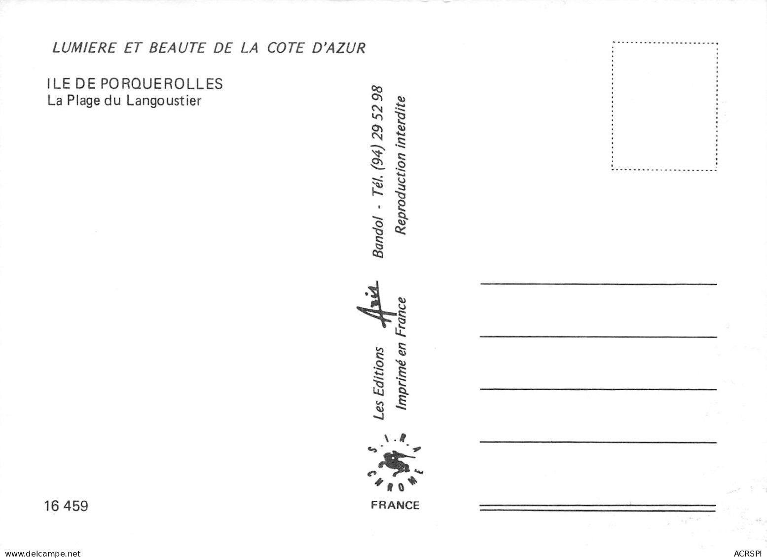 83 HYERES LES PALMIERS Ile De Porquerolles La Plage Du Langoustier  51 (scan Recto Verso)MF2796TER - Hyeres
