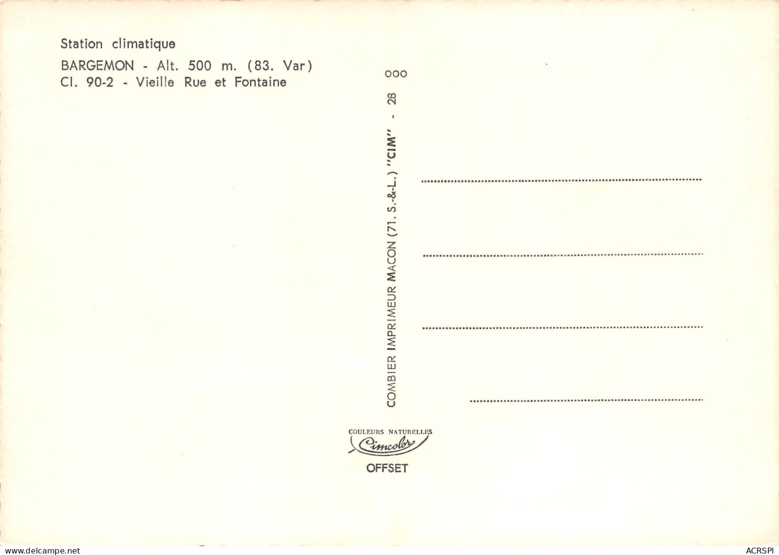 83 BARGEMON Vieille Rue Et Fontaine  34 (scan Recto Verso)MF2796UND - Bargemon