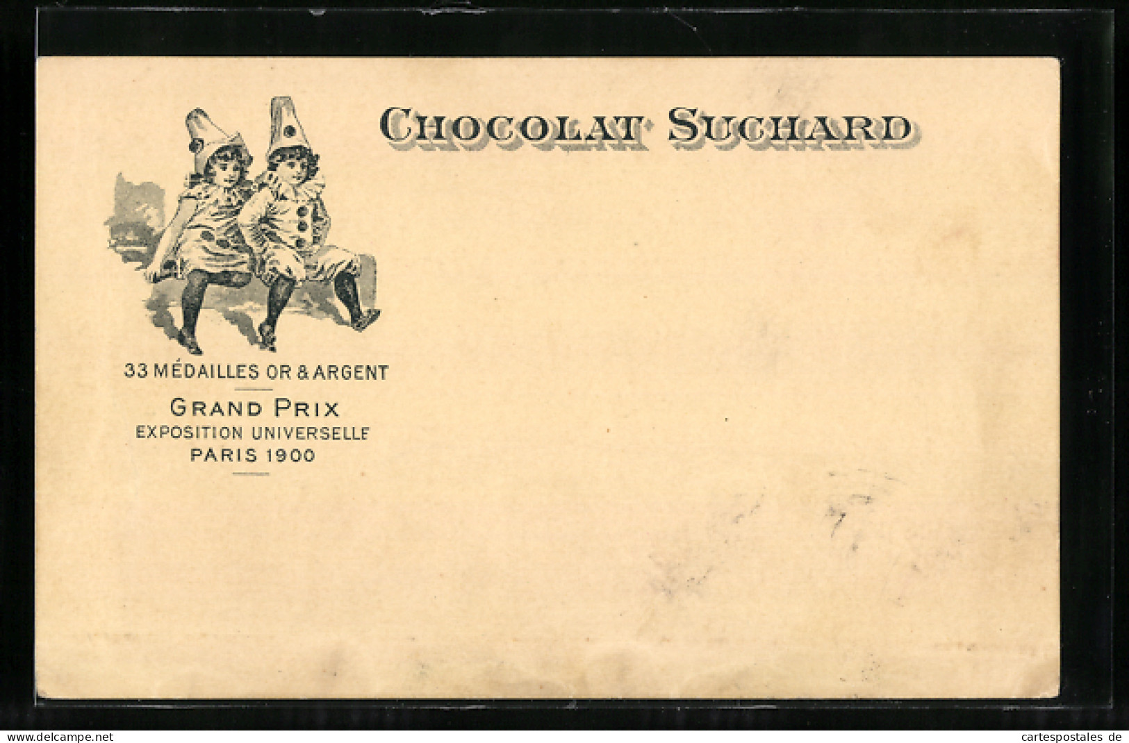 AK Paris, Grand Prix Exposition Universelle 1900, Chocolat Suchard, Zwei Harlekin  - Landwirtschaftl. Anbau