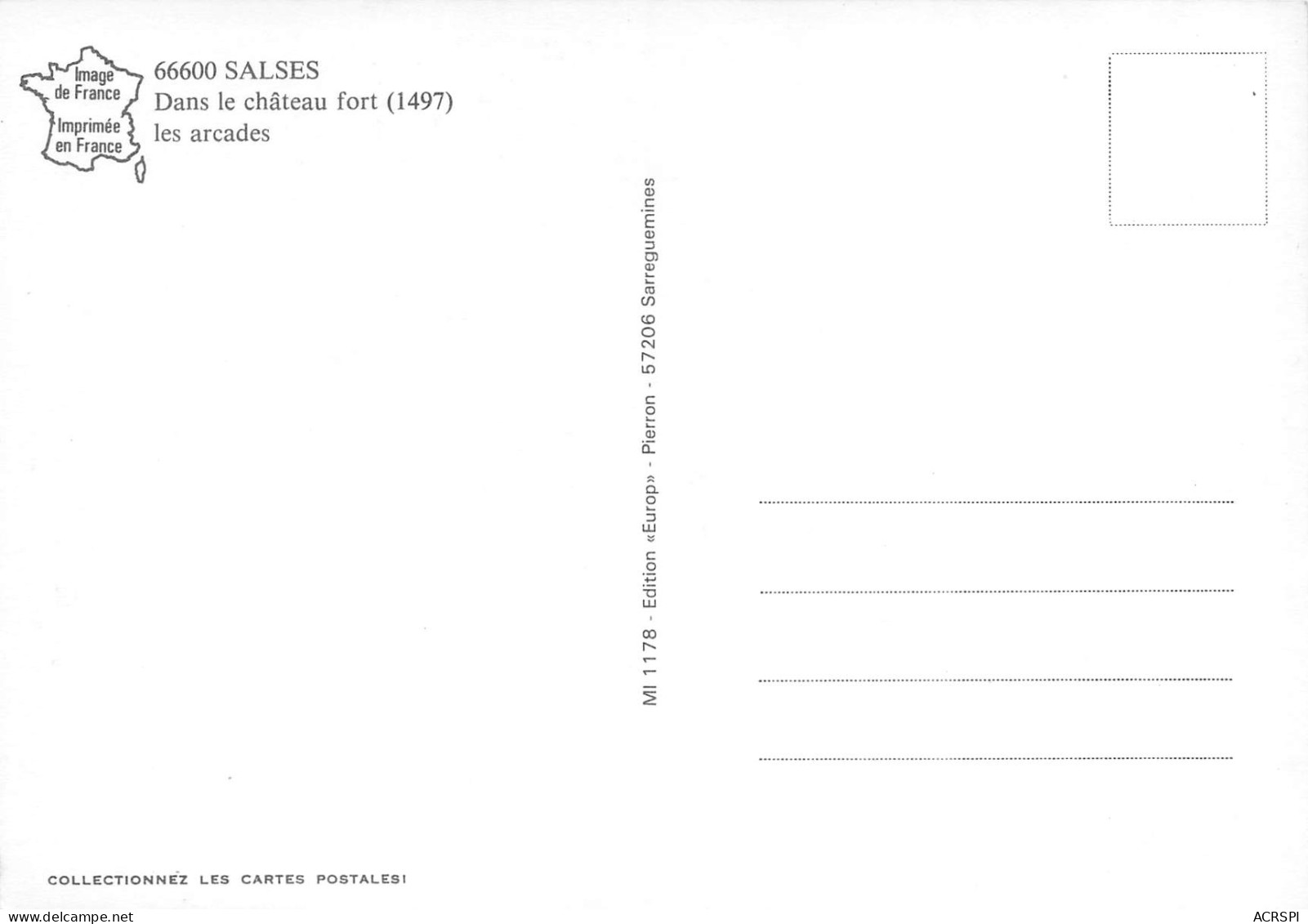 66 SALSES Les Arcades Du Chateau Fort  43 (scan Recto Verso)MF2797 - Salses