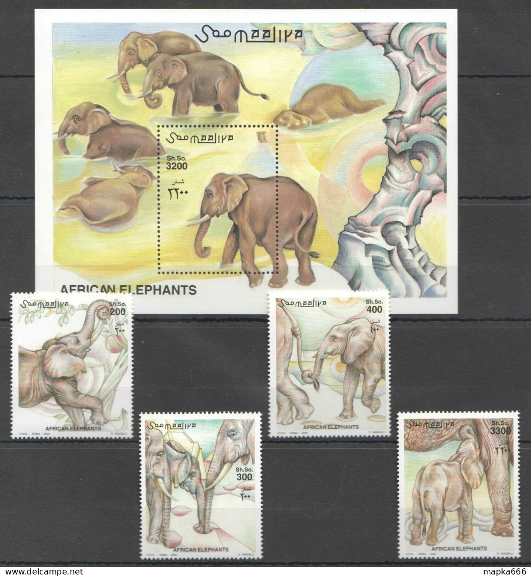 Nw1444 2000 Somalia African Elephants Animals #856-8+Bl74 Michel 31 Euro Mnh - Otros & Sin Clasificación