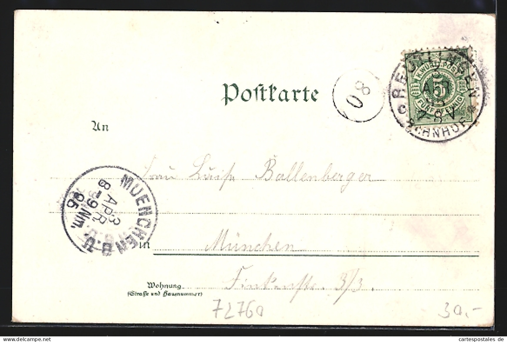 Vorläufer-Lithographie Reutlingen, 1895, Frauenarbeitsschule, Lichtenstein, Obere-Wilhelmstrasse  - Reutlingen