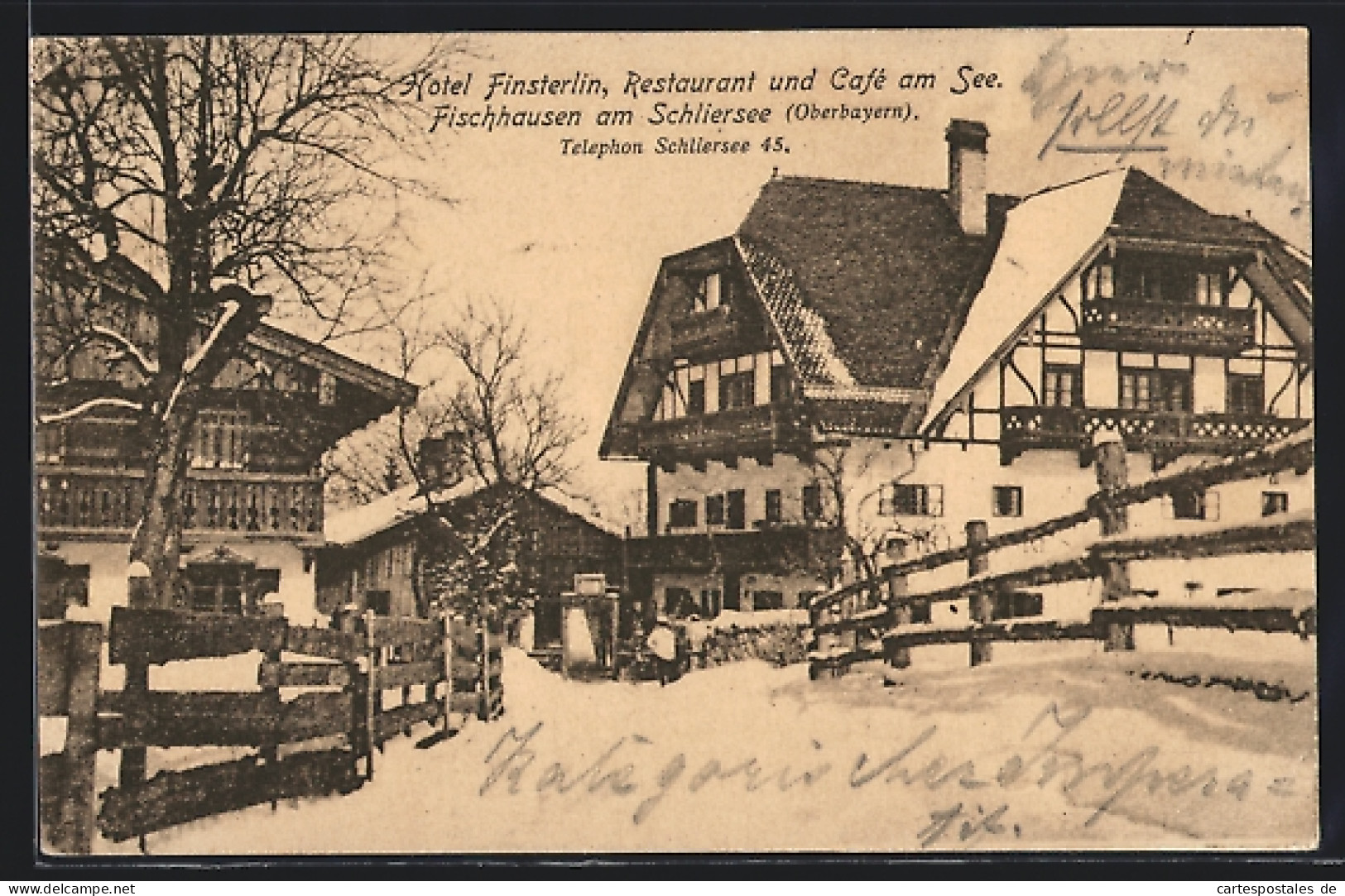 AK Fischhausen Am Schliersee, Hotel Finsterlin Im Winter  - Schliersee