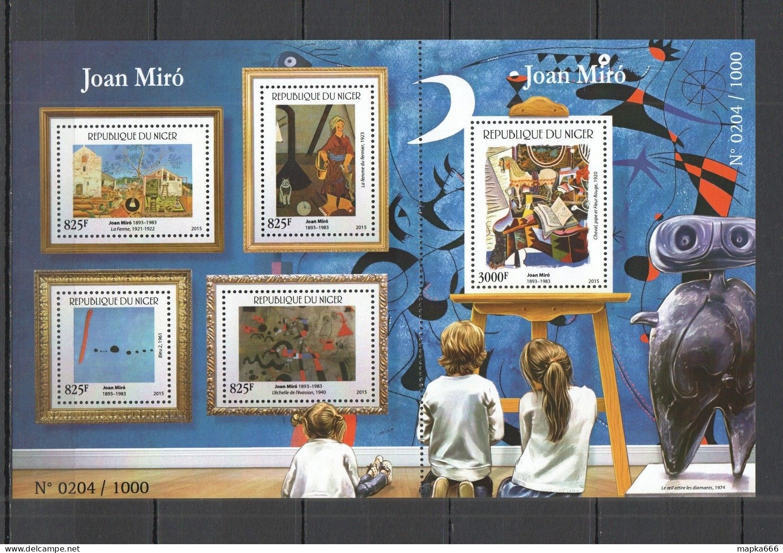 St1979 2015 Niger Art Paintings Joan Miro 1Sh Mnh - Otros & Sin Clasificación