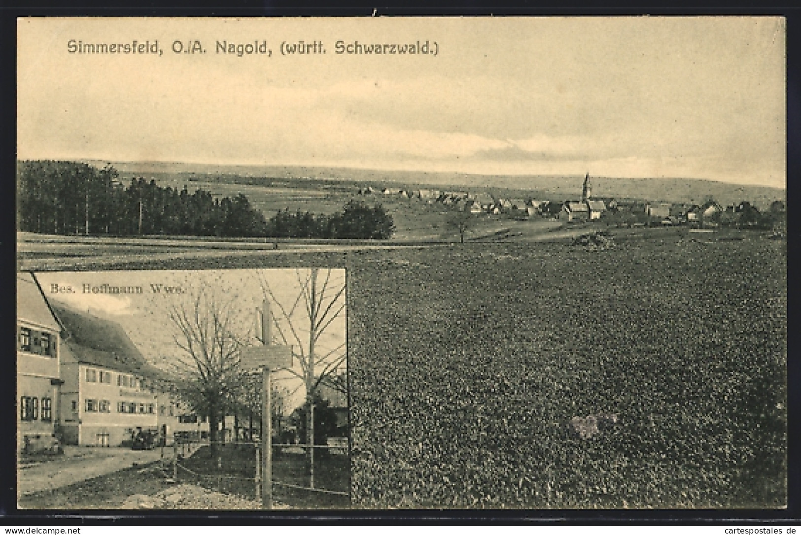 AK Simmersfeld O. /A. Nagold /Württ. Schwarzwald, Gasthaus Von Hoffmann Witwe, Teilansicht Mit Kirche  - Nagold