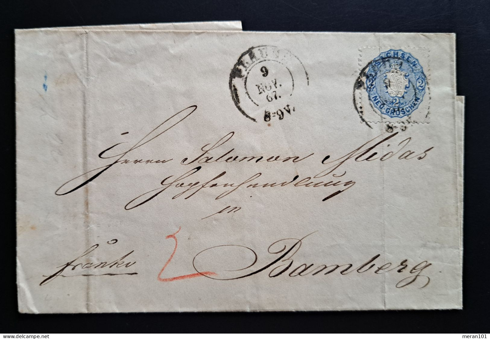 Sachsen 1867, Brief Plauen Nach Bamberg - Saxony