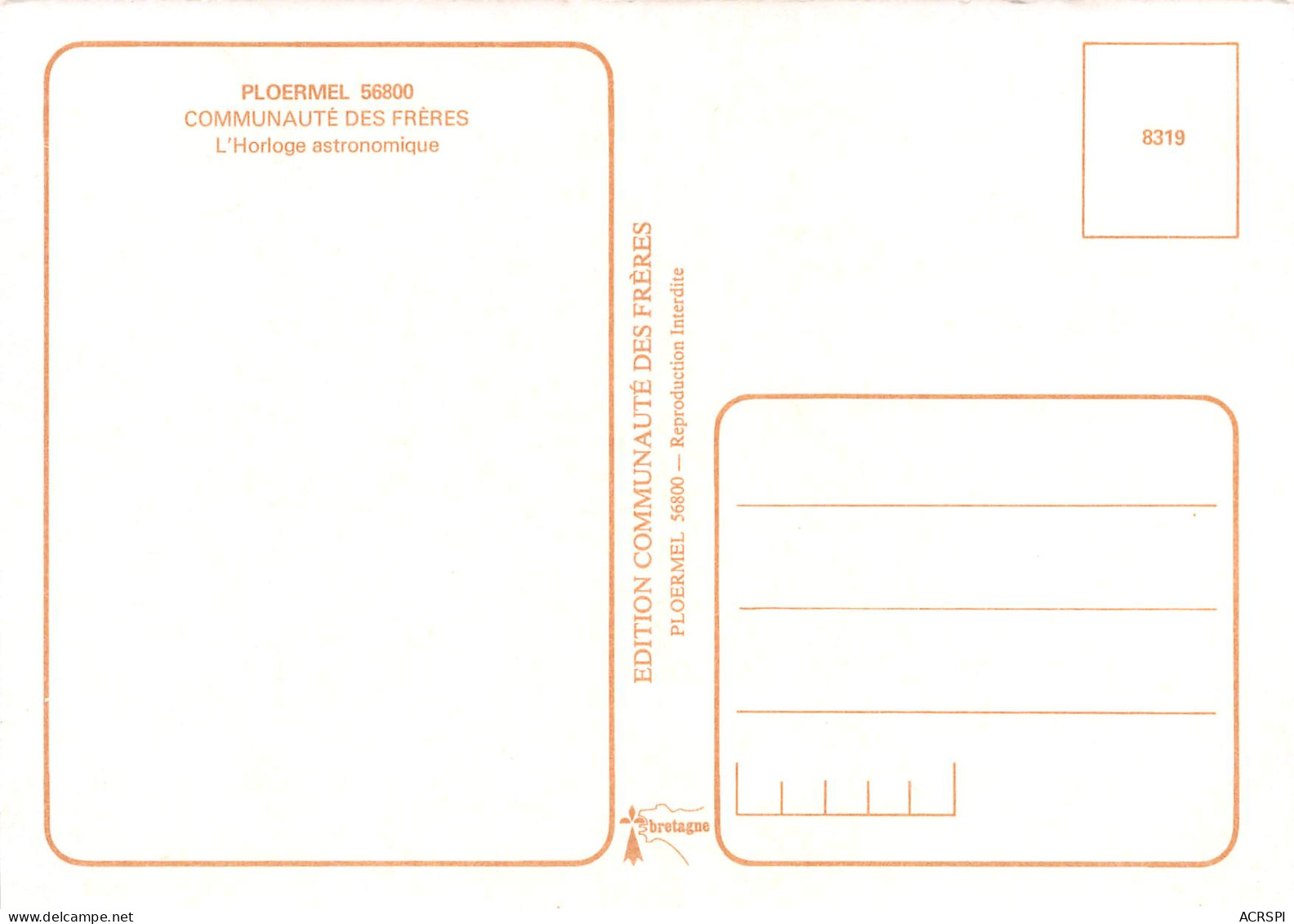 56  PLOERMEL Communauté Des Frères L'horloge Astronomique   47 (scan Recto Verso)MF2798 - Ploërmel