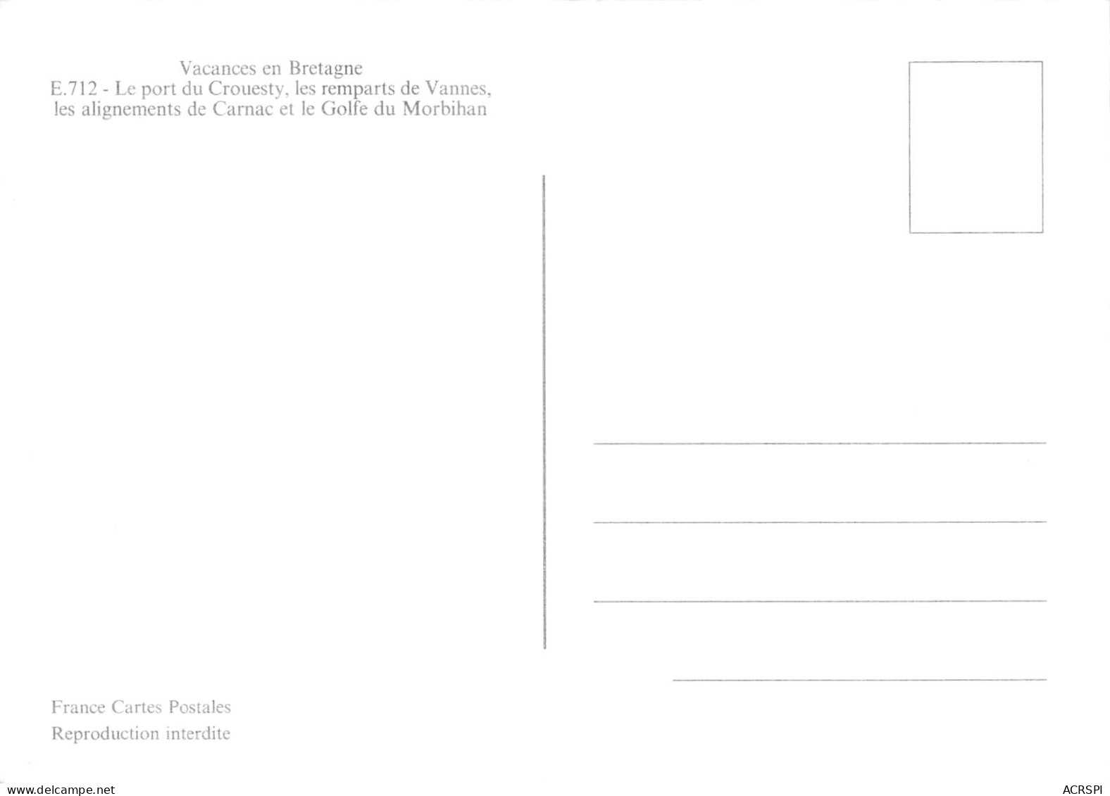 56 Crouesty Vannes Carnac  56 (scan Recto Verso)MF2798BIS - Arradon