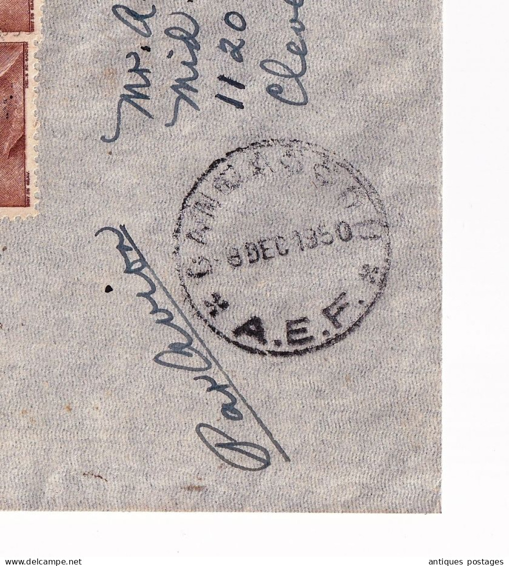 Lettre 1950 AEF Bangassou République Centrafricaine Cleveland Ohio USA  Afrique Equatoriale Française - Covers & Documents
