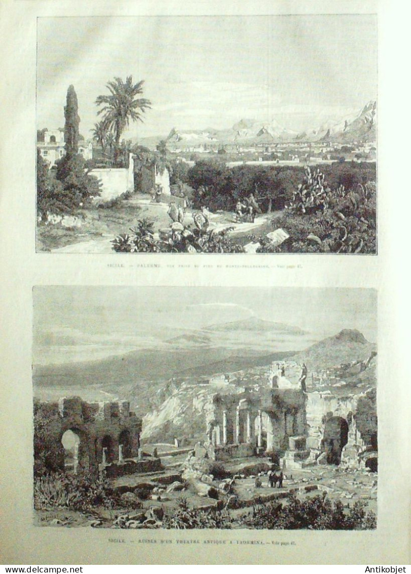 L'Univers Illustré 1871 N° 839 Sicile Palerme Taormina Paysans Roumains - 1850 - 1899