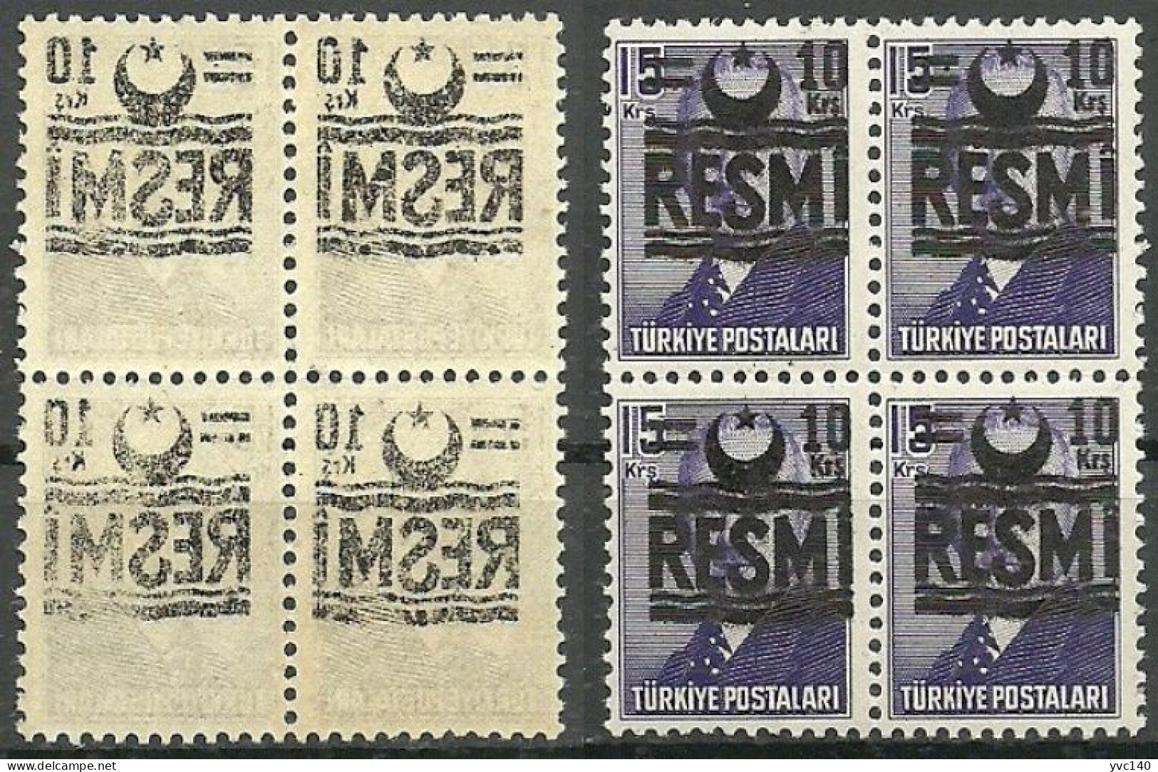 Turkey; 1955 Official Stamp 10 K. "Abklatsch Overprint ERROR" - Timbres De Service