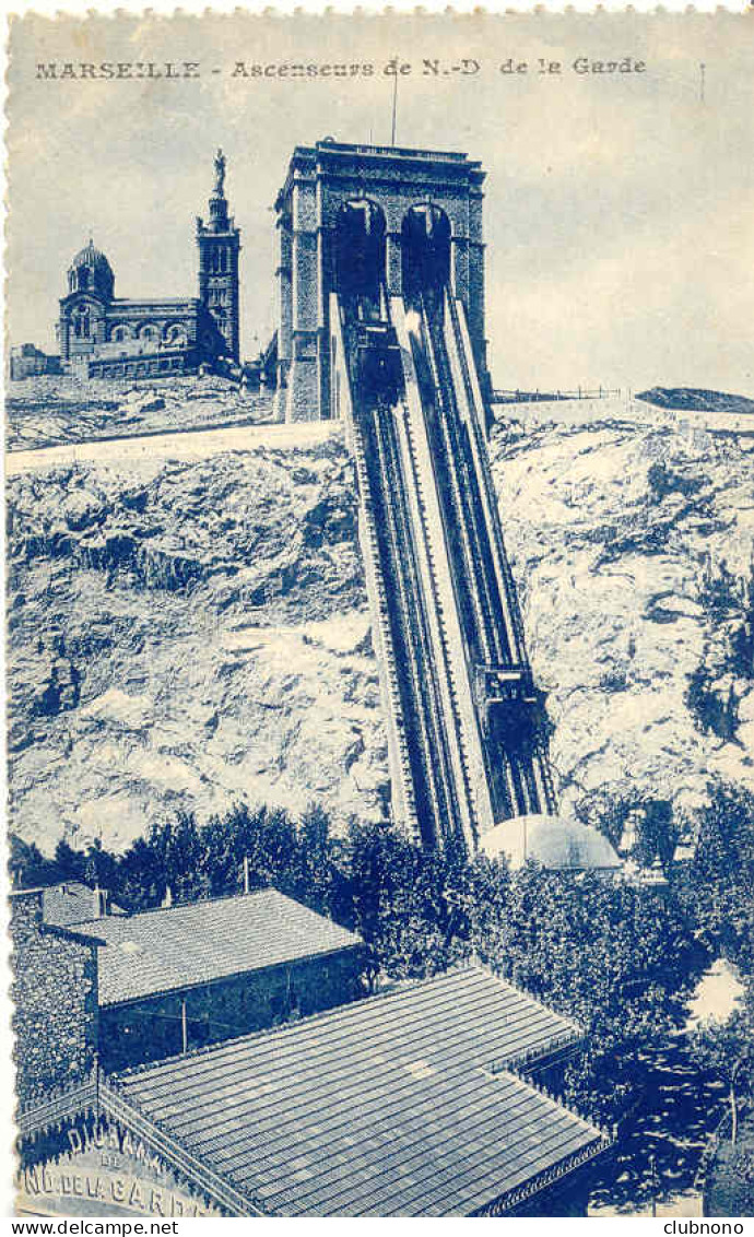CPA - MARSEILLE - ASCENSEURS DE N.D. DE LA GARDE (1945) - Notre-Dame De La Garde, Aufzug Und Marienfigur