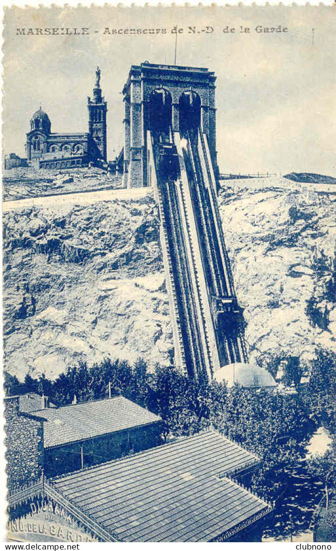 CPA - MARSEILLE - ASCENSEURS DE N.D. DE LA GARDE (1945) - Notre-Dame De La Garde, Lift En De Heilige Maagd