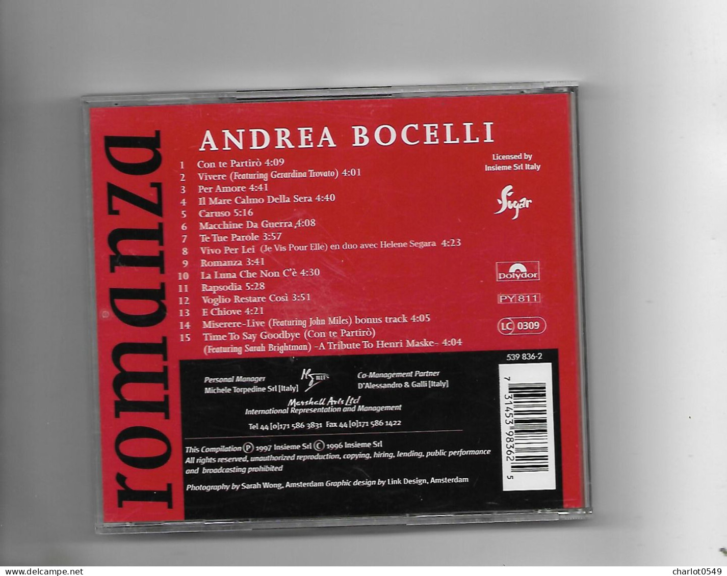 15 Titres Andrea Bocelli - Other & Unclassified