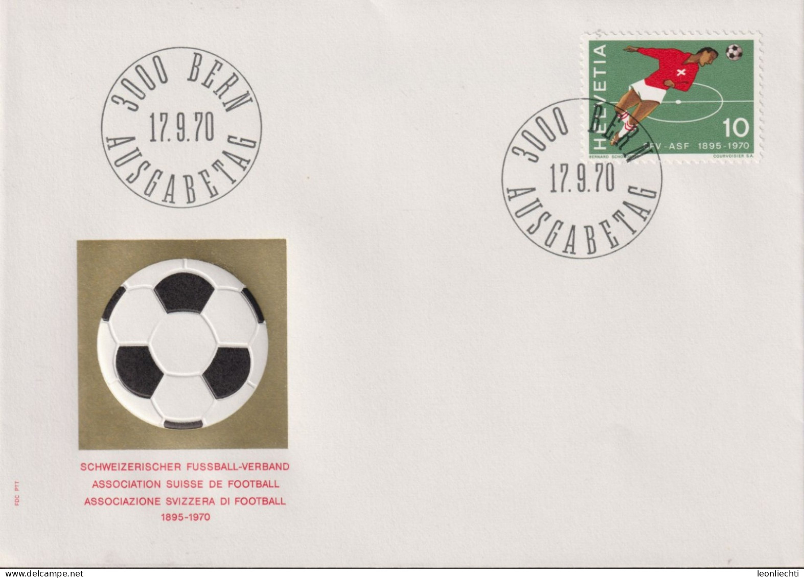 1970 Schweiz FDC Zum:CH 487 Mi:CH 931, Schweizer Fussball-Verband - FDC