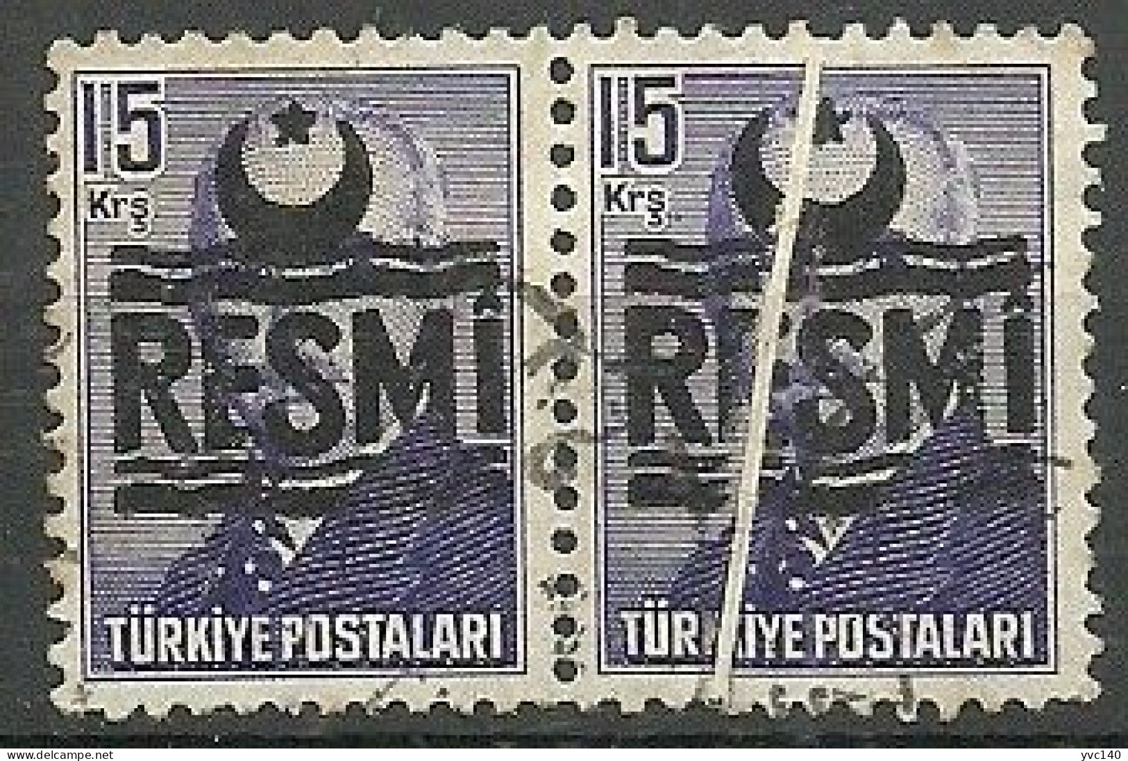 Turkey; 1955 Official Stamp 15 K. "Pleat ERROR" - Timbres De Service