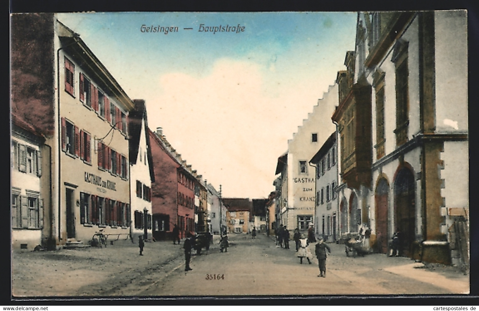 AK Geisingen / Baden, Hauptstrasse Mit Gasthaus Zur Krone Und Gasthaus Zum Kranz  - Baden-Baden