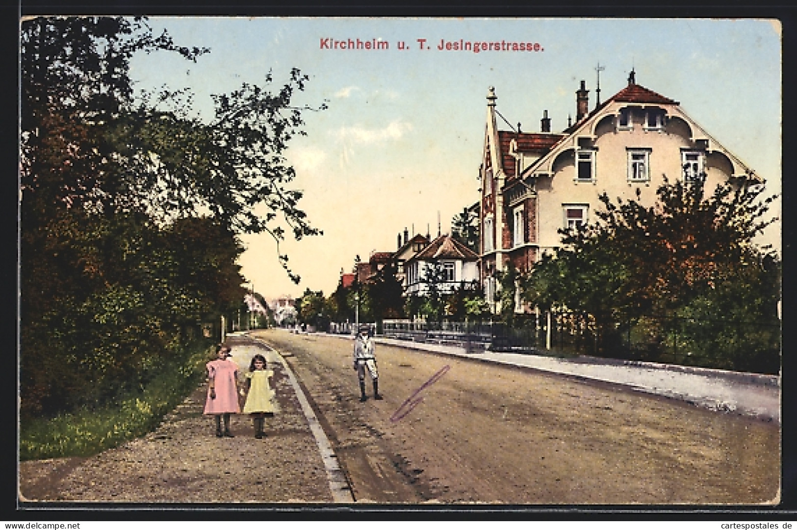 AK Kirchheim U. T., Kinder An Der Jesingerstrasse  - Kirchheim