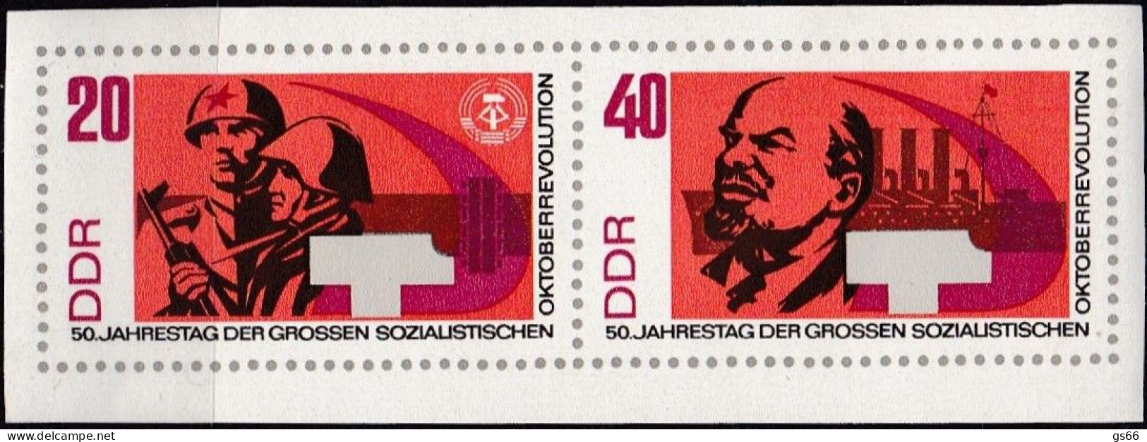 DDR  1967, 1312/16, MNH **, 50. Jahrestag Der Oktoberrevolution In Russland.aus Block - Ungebraucht