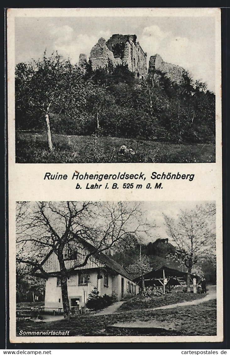 AK Lahr / Baden, Schönberg, Ruine Hohengeroldseck, Sommerwirtschaft  - Lahr