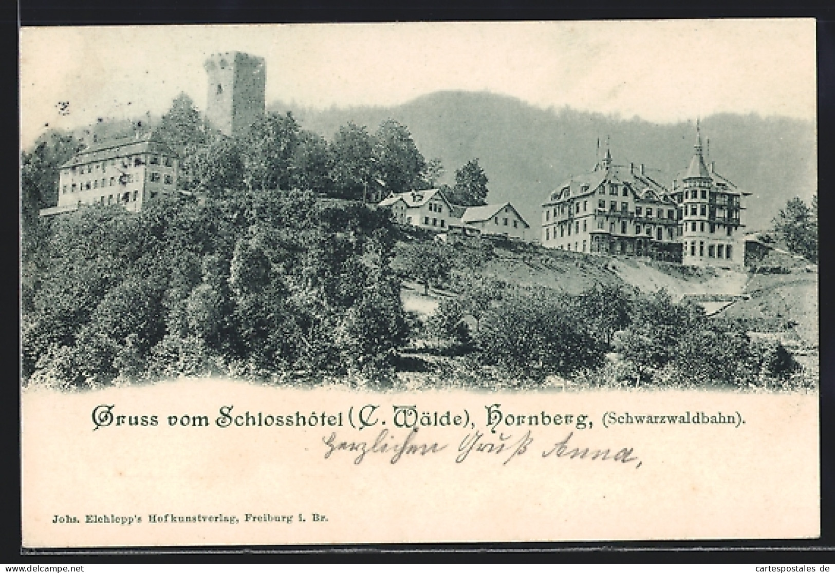 AK Hornberg /Schwarzwaldbahn, Schlosshotel C. Wälde  - Hornberg